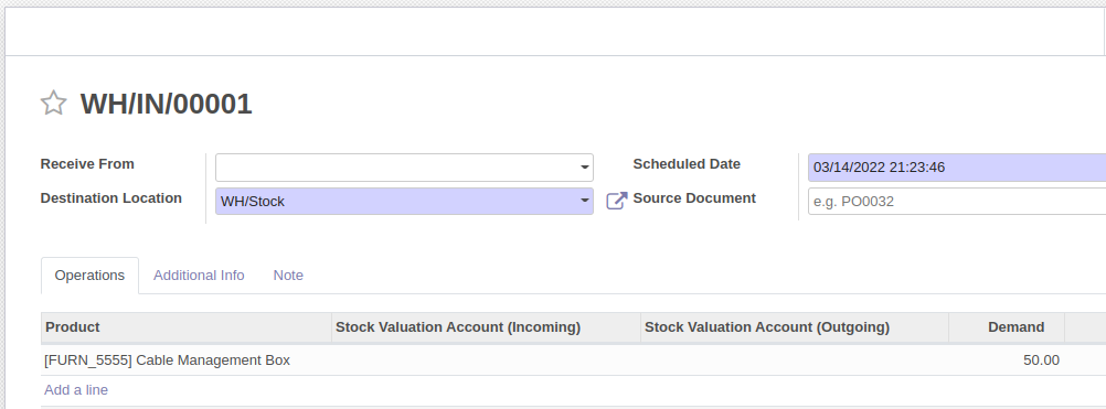 Add Stock Valuation Account (Stock Picking)